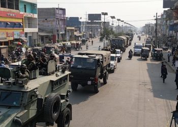 निर्वाचन लक्षित वीरगंजमा नेपाली सेनाको बख्तरबन्द गस्ती